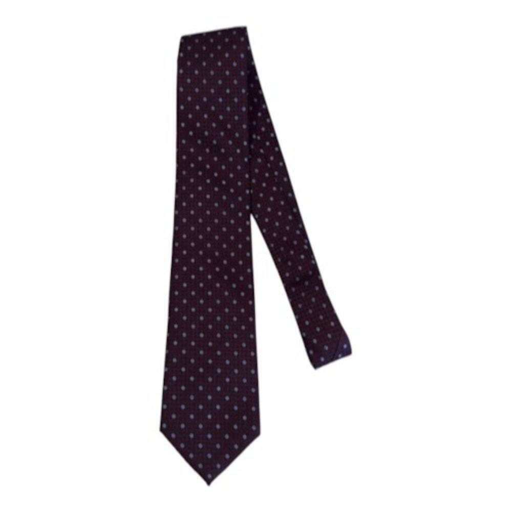 Saddlebred Mens Silk Blend Polka Dot Necktie Burgundy Blue Classic Tie AHH